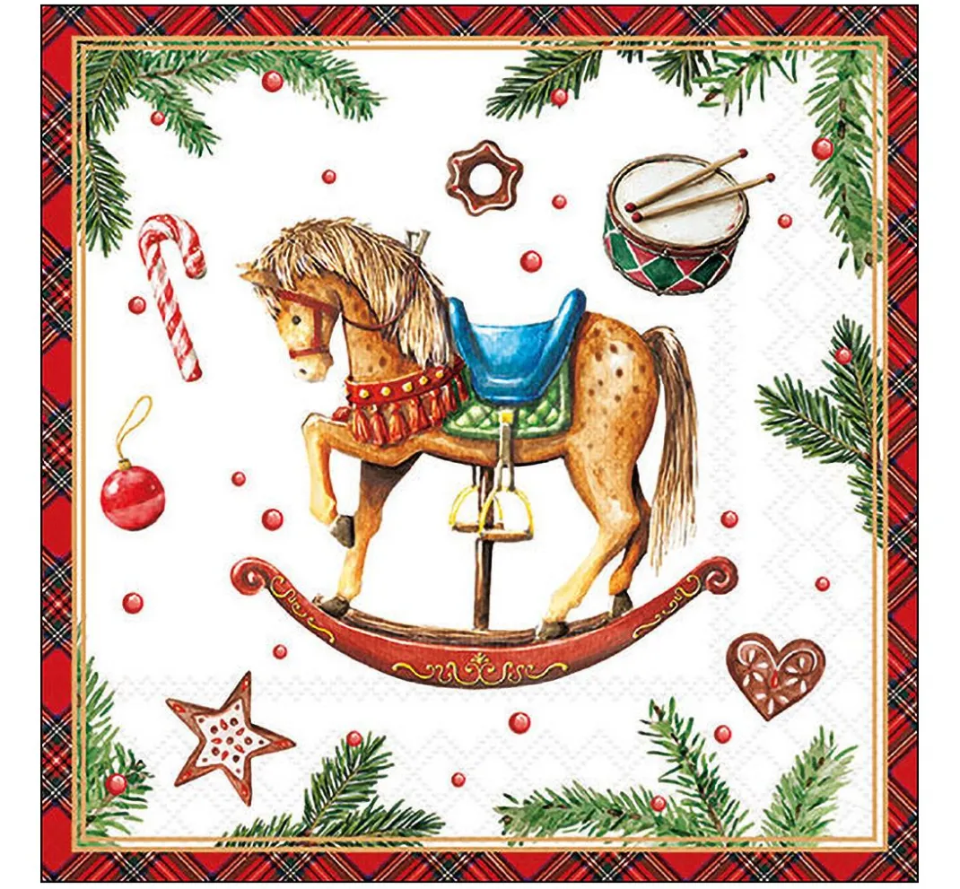 Ambiente Weihnachten|Serviettentechnik>Serviette "Classic Rocking Horse"