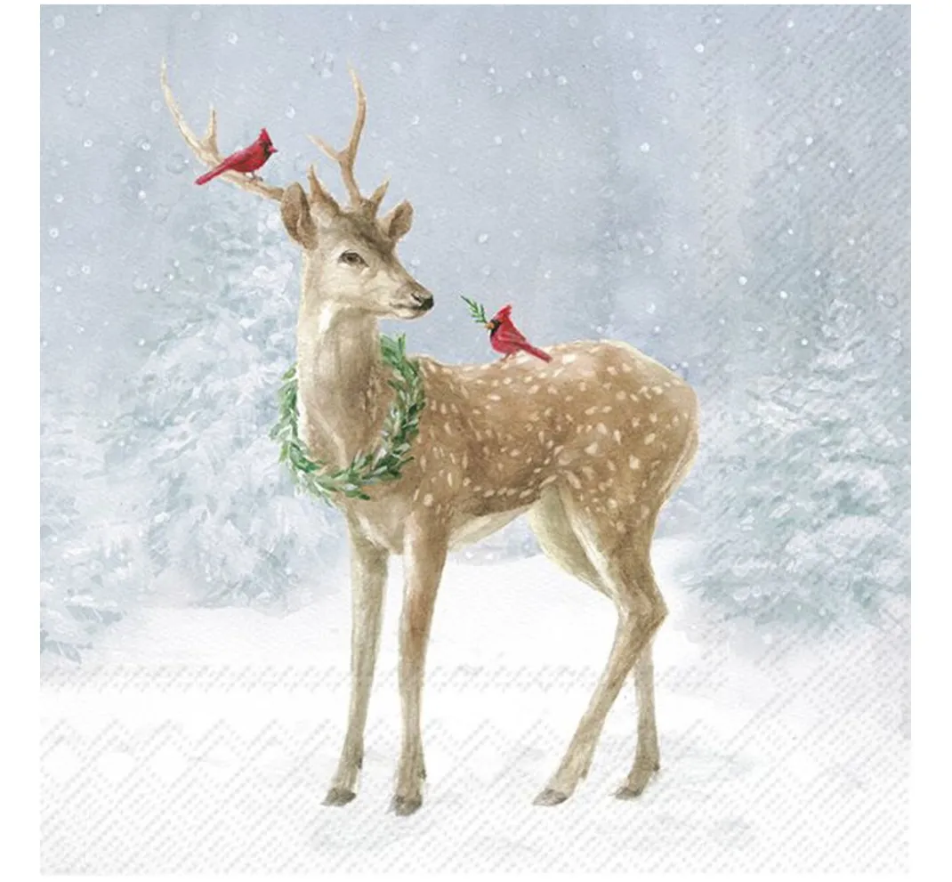 IHR Winter|Serviettentechnik>Serviette "Deer in Snow"