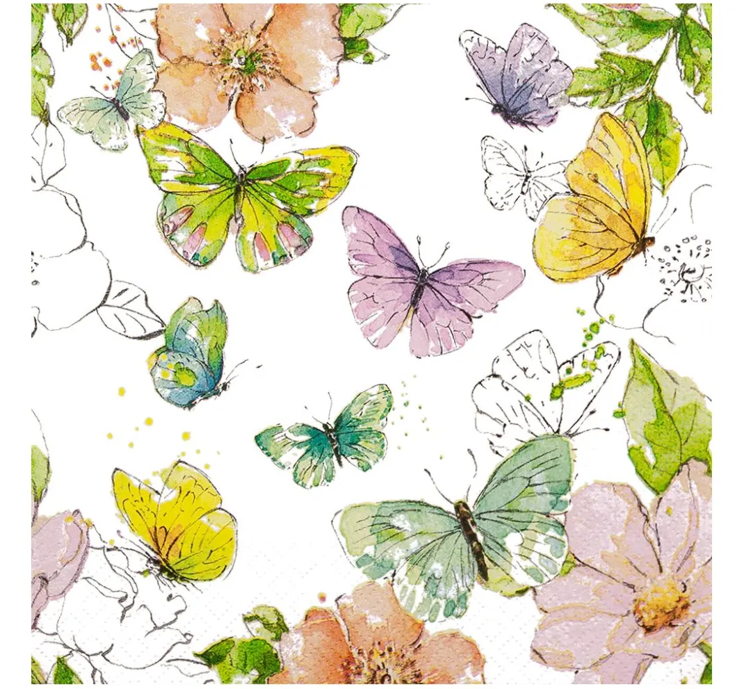 HOME FASHION Frühling|Serviettentechnik>Serviette "Enchanted Butterflies"