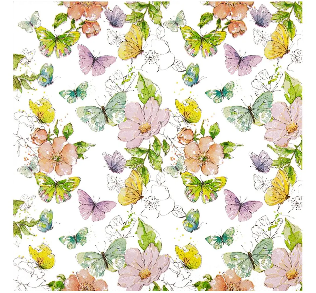 HOME FASHION Frühling|Serviettentechnik>Serviette "Enchanted Butterflies"