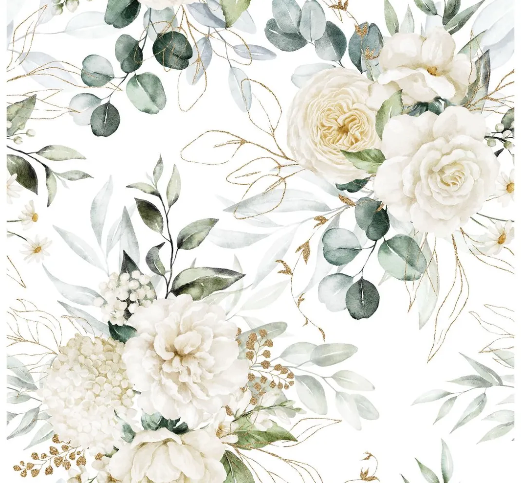 Ambiente Alltäglich|Serviettentechnik>Serviette "Eucalyptus and Roses"