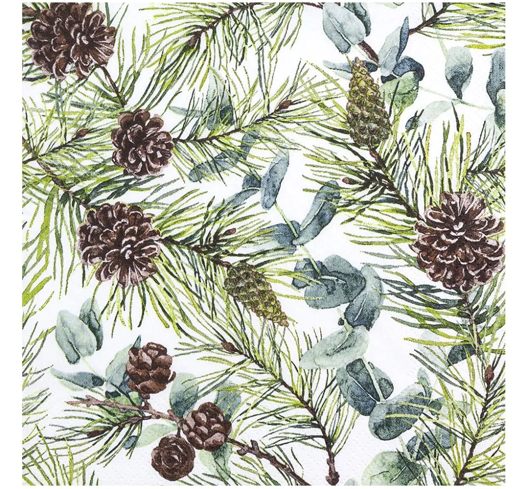 HOME FASHION Winter|Serviettentechnik>Serviette "Eucalyptus and Pine"