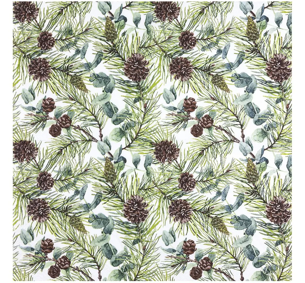 HOME FASHION Winter|Serviettentechnik>Serviette "Eucalyptus and Pine"