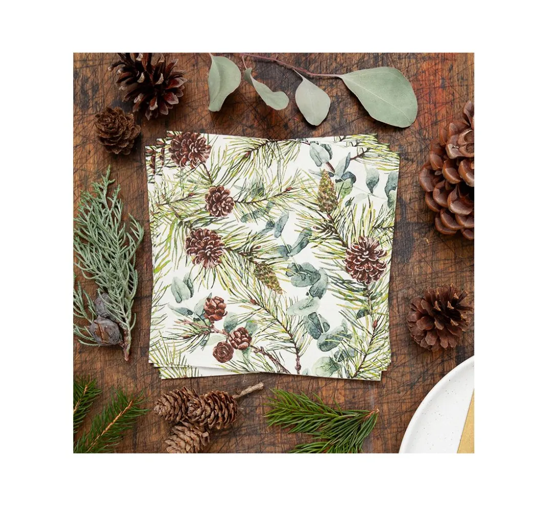 HOME FASHION Winter|Serviettentechnik>Serviette "Eucalyptus and Pine"
