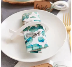 HOME FASHION Frühling|Serviettentechnik>Serviette "Eukalyptusblätter"