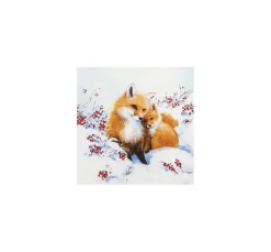 HOME FASHION Winter|Serviettentechnik>Serviette "Fuchsfamilie"