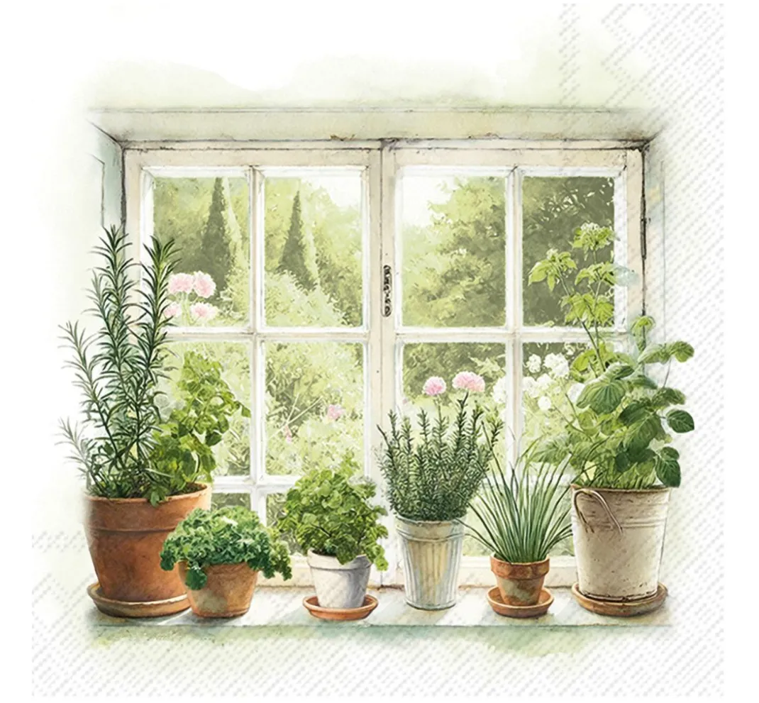 IHR Serviettentechnik|Frühling>Serviette "Homegrown Herbs"