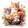 Ambiente Serviettentechnik|Frühling>Serviette "Kittens in Basket"