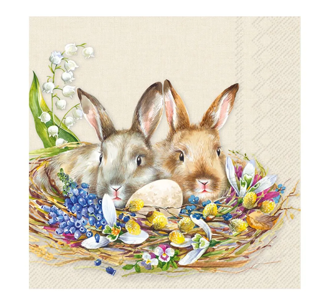 IHR Ostern|Serviettentechnik>Serviette "Kuschelhasen"