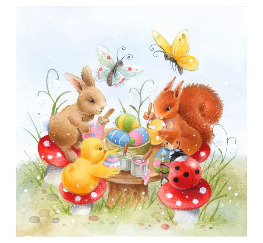 Ambiente Ostern|Serviettentechnik>Serviette "Malstunde"