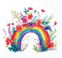Ambiente Frühling|Serviettentechnik>Serviette "Rainbow with Flowers"