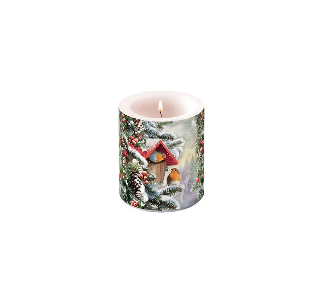 Ambiente Winter|Weihnachten>Serviette "Rotkehlchen Winterhaus"