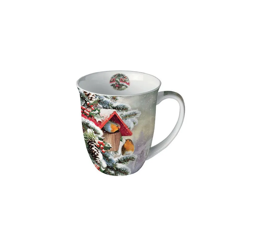 Ambiente Winter|Weihnachten>Serviette "Rotkehlchen Winterhaus"