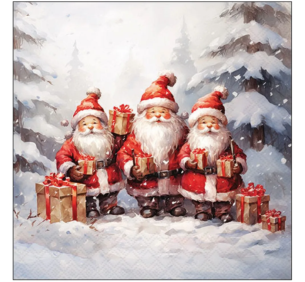 Ambiente Weihnachten|Serviettentechnik>Serviette "Santa Triplets"