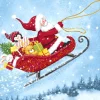 Paper+Design Weihnachten|Serviettentechnik>Serviette "Schlittenfahrt mit Santa"