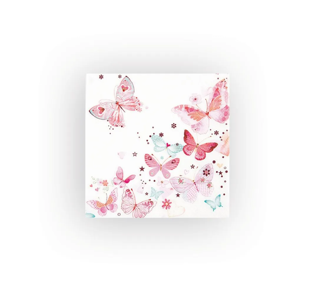 HOME FASHION Frühling|Serviettentechnik>Serviette "Schöne Schmetterlinge", rose