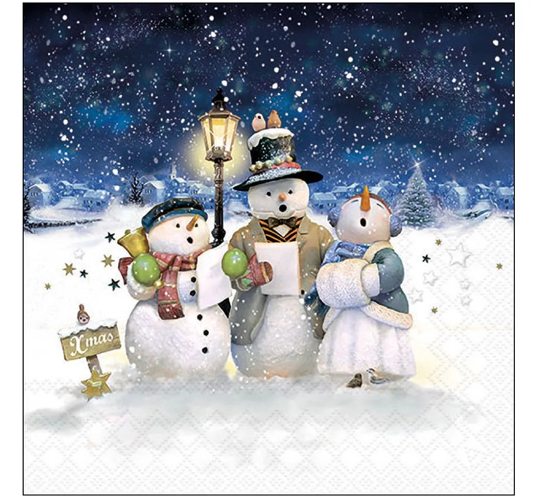 Ambiente Weihnachten|Serviettentechnik>Serviette "Singing Snowmen"