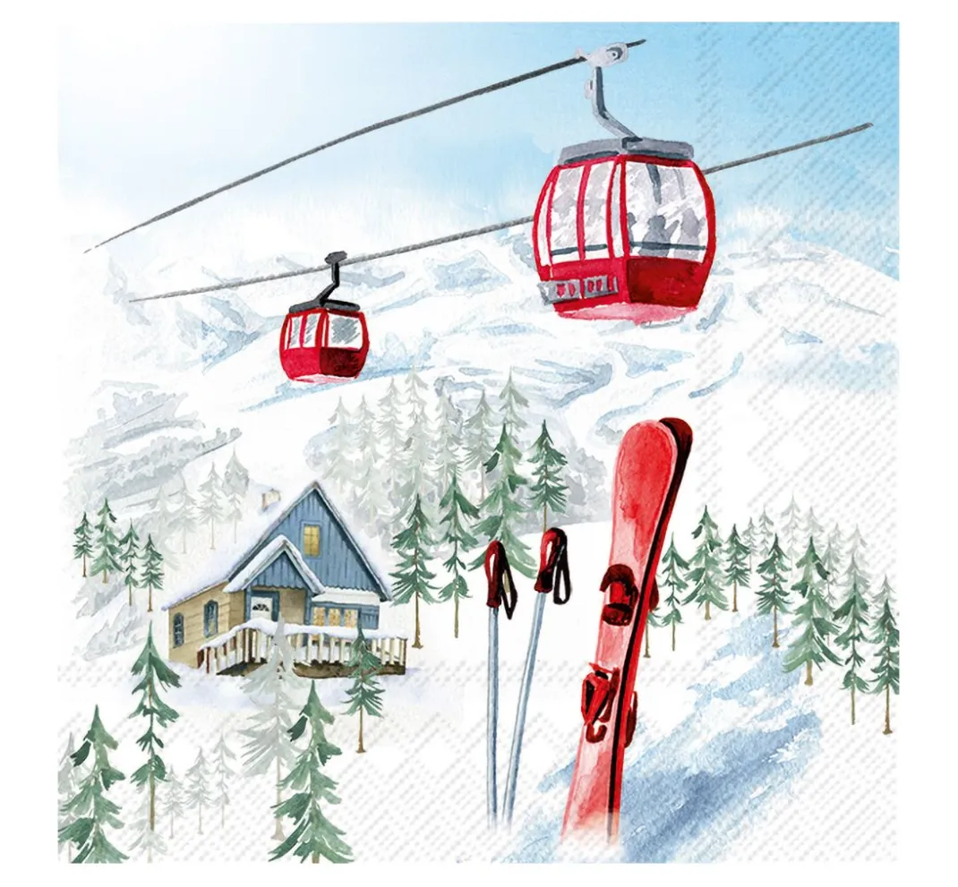 IHR Winter|Serviettentechnik>Serviette "Skiurlaub"