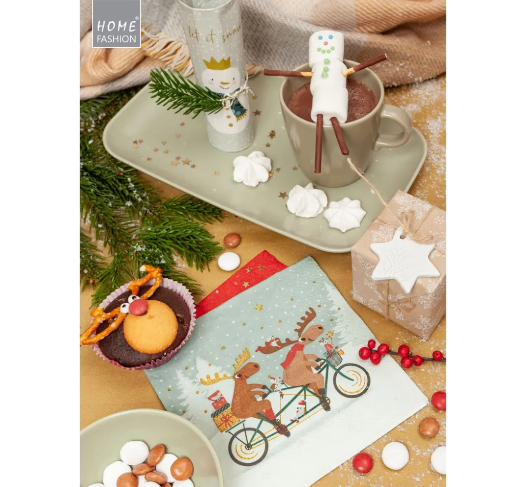 HOME FASHION Serviettentechnik|Winter>Serviette "Snowman King"