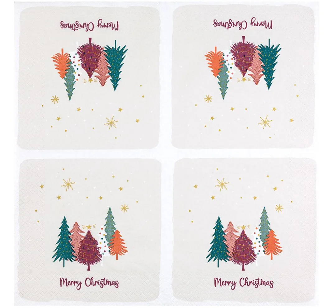 HOME FASHION Weihnachten|Serviettentechnik>Serviette "Sweet Xmas Trees"