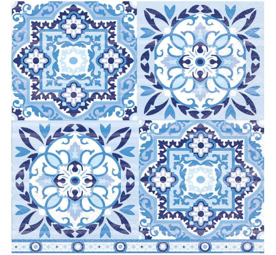Ambiente Alltäglich|Serviettentechnik>Serviette "Tiles blue"