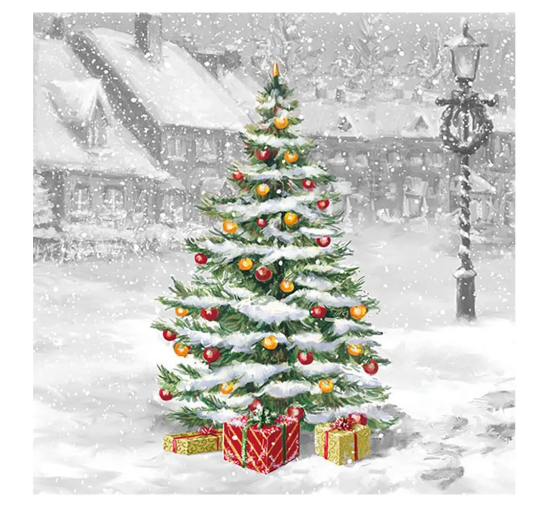 Ambiente Weihnachten|Serviettentechnik>Serviette "Verschneite Weihnacht"