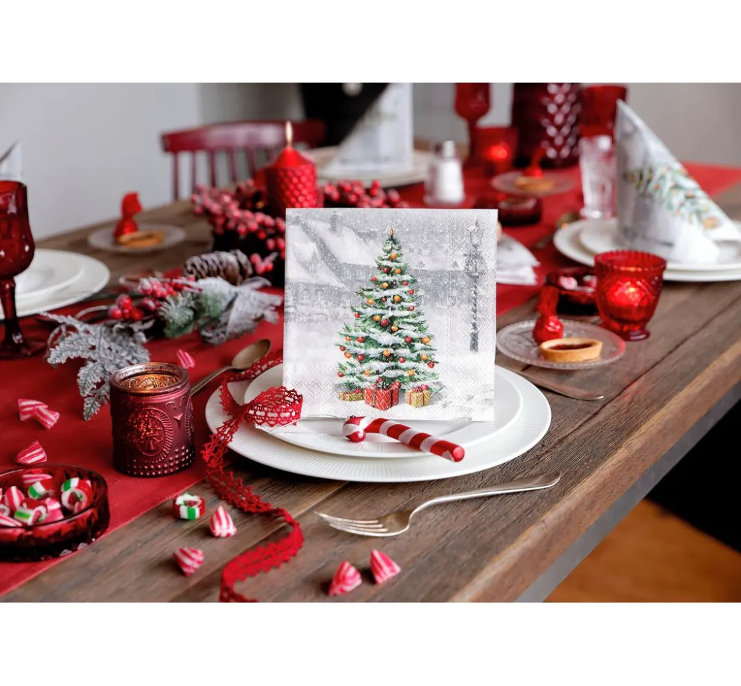 Ambiente Weihnachten|Serviettentechnik>Serviette "Verschneite Weihnacht"