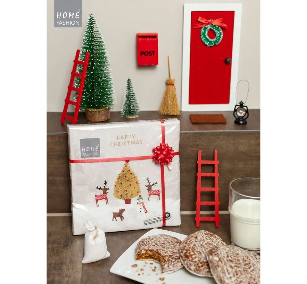 HOME FASHION Weihnachten|Serviettentechnik>Serviette "Winter Buddies"