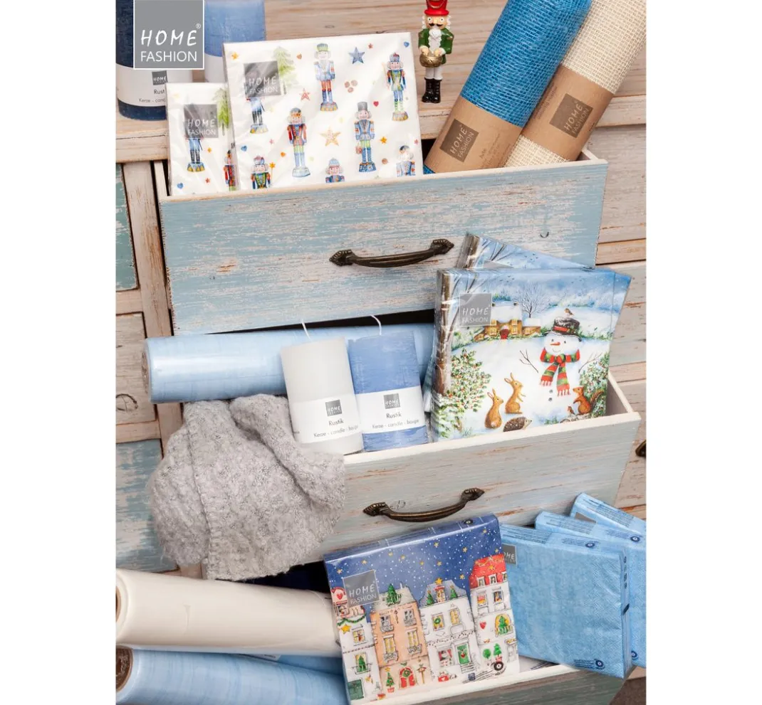 HOME FASHION Weihnachten|Serviettentechnik>Serviette "Winter Village"