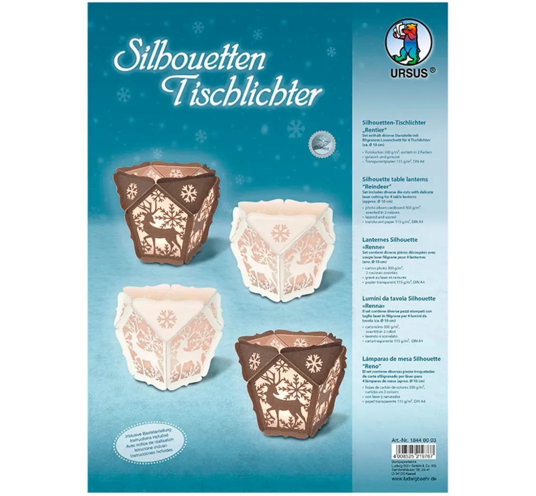 URSUS Papier-Bastelsets>Silhouetten-Tischlichter "Rentier"