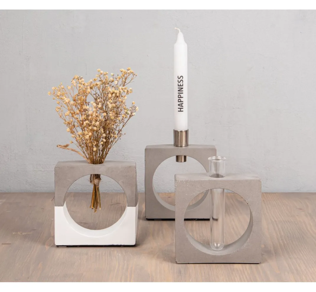 Rayher Gießformen>Silikon Gießform "Vase Quadrat mit Kreis"