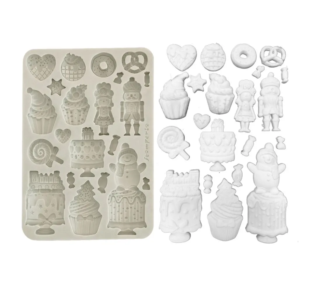 Stamperia Gießformen>Silikonform A5 "Candy Christmas - Cakes"
