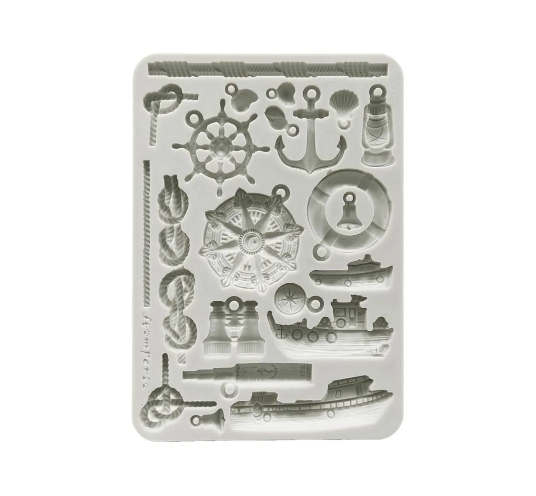 Stamperia Gießformen>Silikonform A5 "Silent Sea - Rudders & Boats"