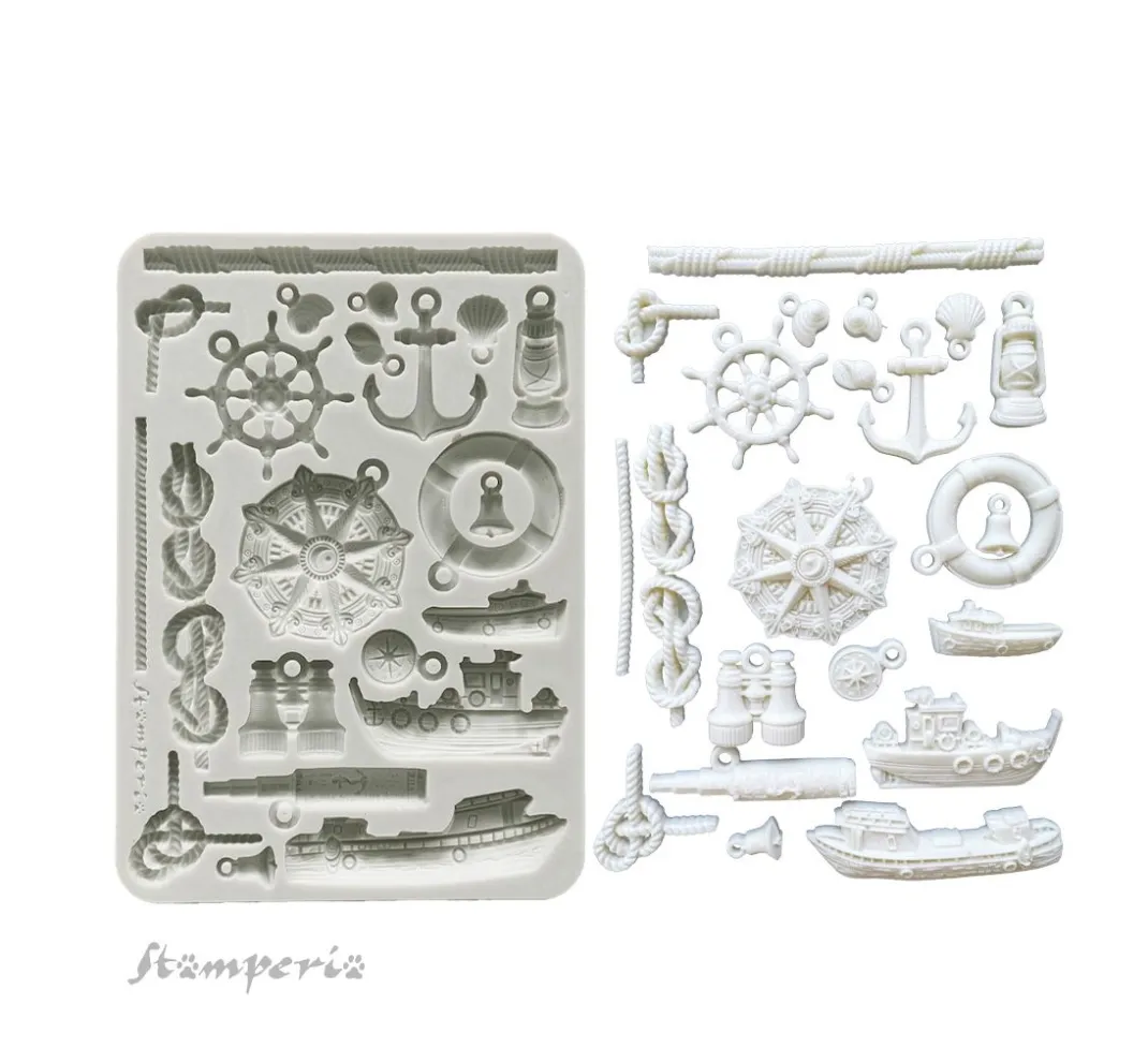 Stamperia Gießformen>Silikonform A5 "Silent Sea - Rudders & Boats"