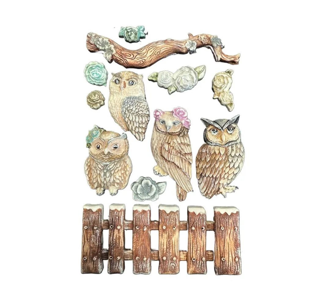 Stamperia Gießformen>Silikonform A5 "The Owl's House - Owls and Branch"