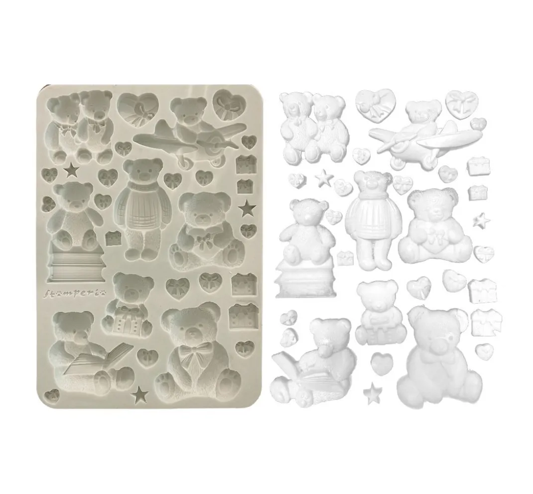 Stamperia Gießformen>Silikonform A5 "The Owl's House - Teddy & Bears"