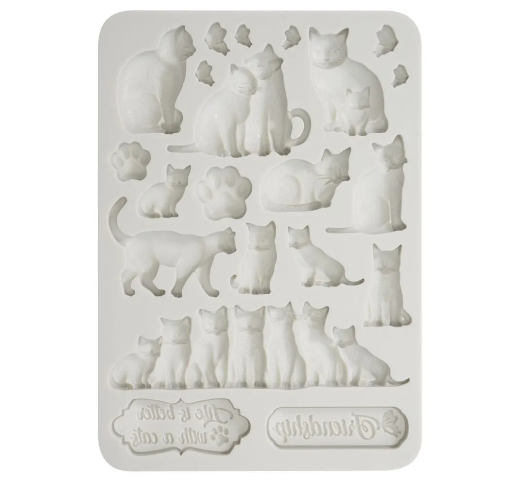 Stamperia Gießformen>Silikonform "Orchids and Cats - Cats"