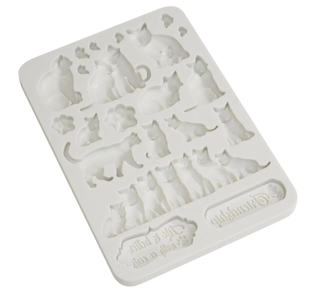 Stamperia Gießformen>Silikonform "Orchids and Cats - Cats"