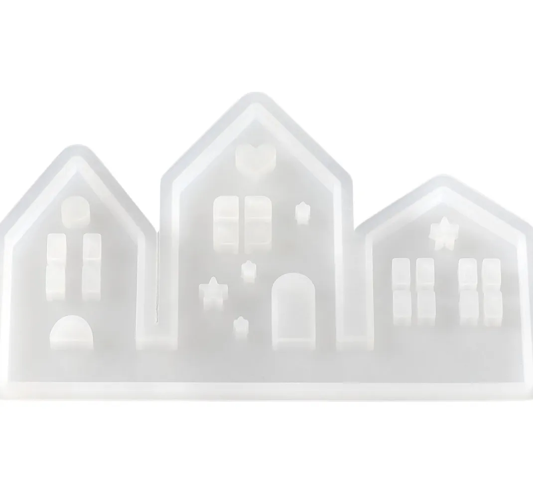 HobbyFun Gießformen>Silikon-Gießform "Häuserreihe" mit Steckkante