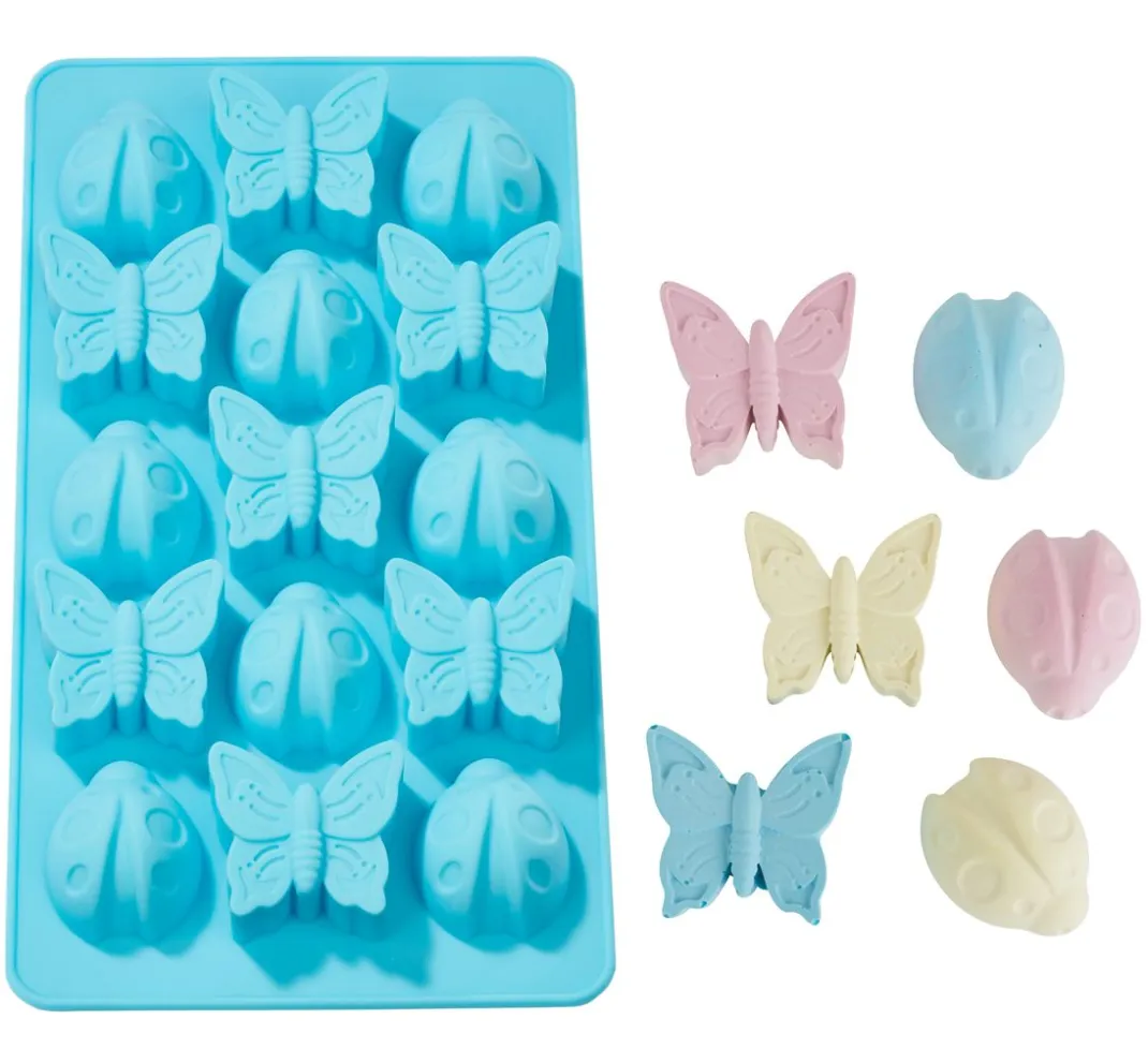 HobbyFun Backen|Seifen-Design>Silikon-Gießform "Marienkäfer & Schmetterling"