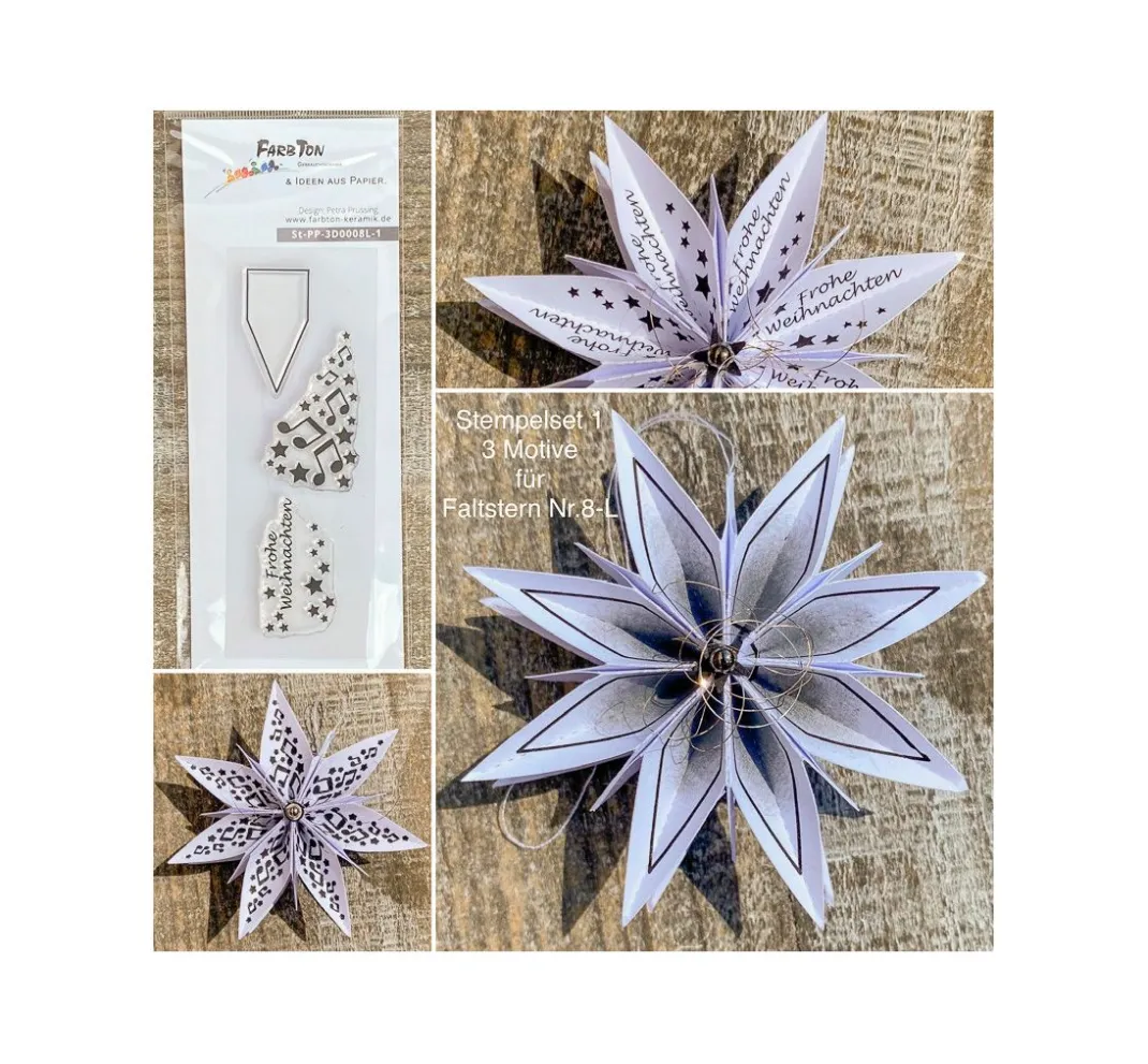 FarbTon Papier Stempel & Zubehör|Kartengestaltung>Silikonstempel für Faltstern Mittel "Frohe Weihnachten"