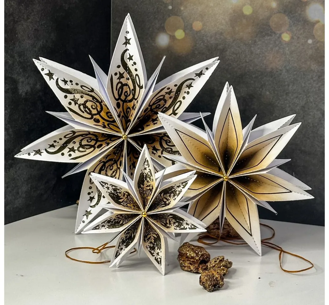 FarbTon Papier Stempel & Zubehör|Kartengestaltung>Silikonstempel für Faltstern Mittel "Frohe Weihnachten"