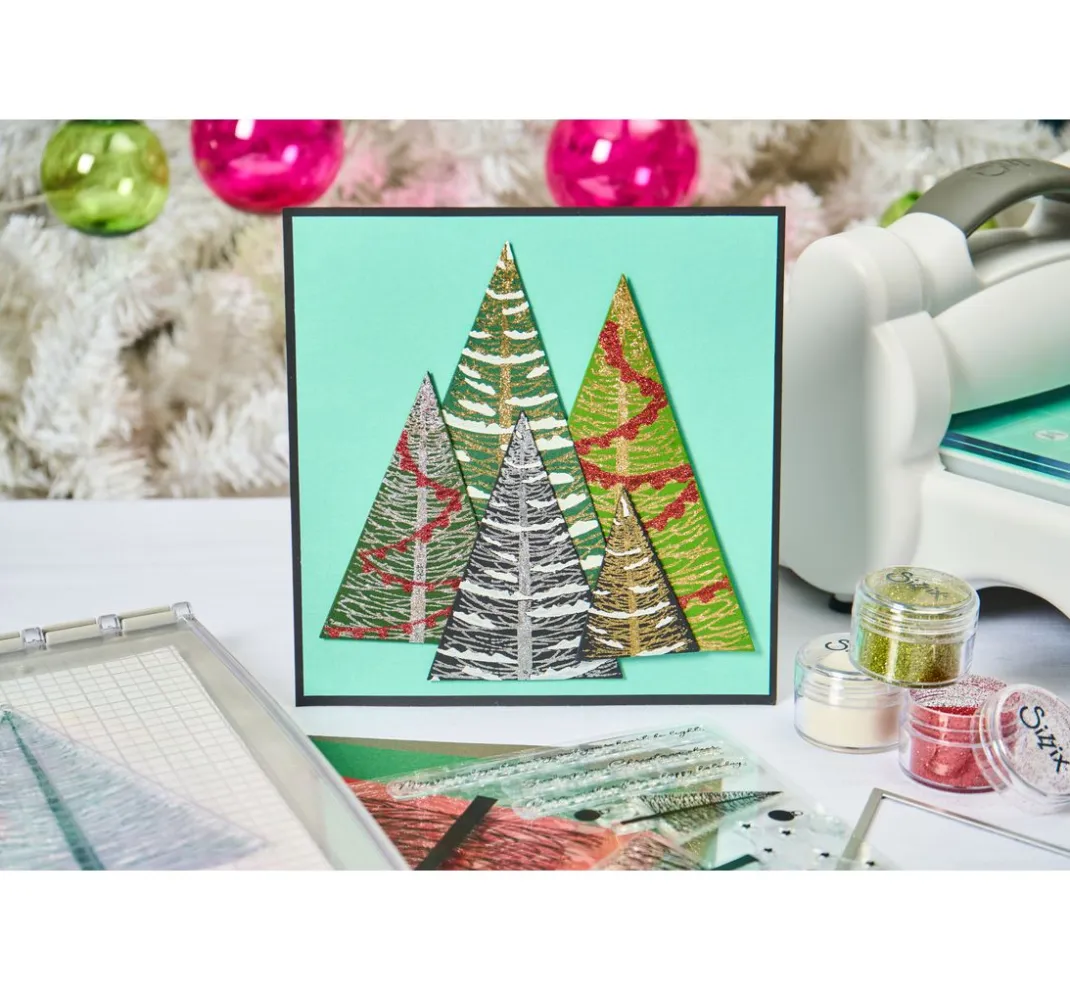 Sizzix Scrapbooking|Kartengestaltung>Clear Stamp and Stencil Set "Merry and Light by Stacey Park"