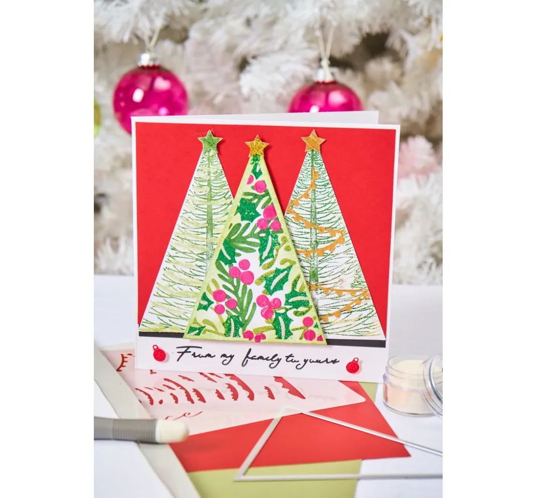 Sizzix Scrapbooking|Kartengestaltung>Clear Stamp and Stencil Set "Merry and Light by Stacey Park"