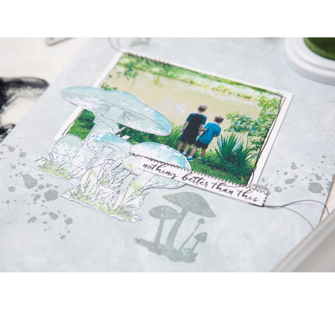 Sizzix Stempel & Zubehör|Stanz- & Prägemaschinen>Framelits Stanzschablone und Clear Stamps "Painted Pencil Mushrooms"