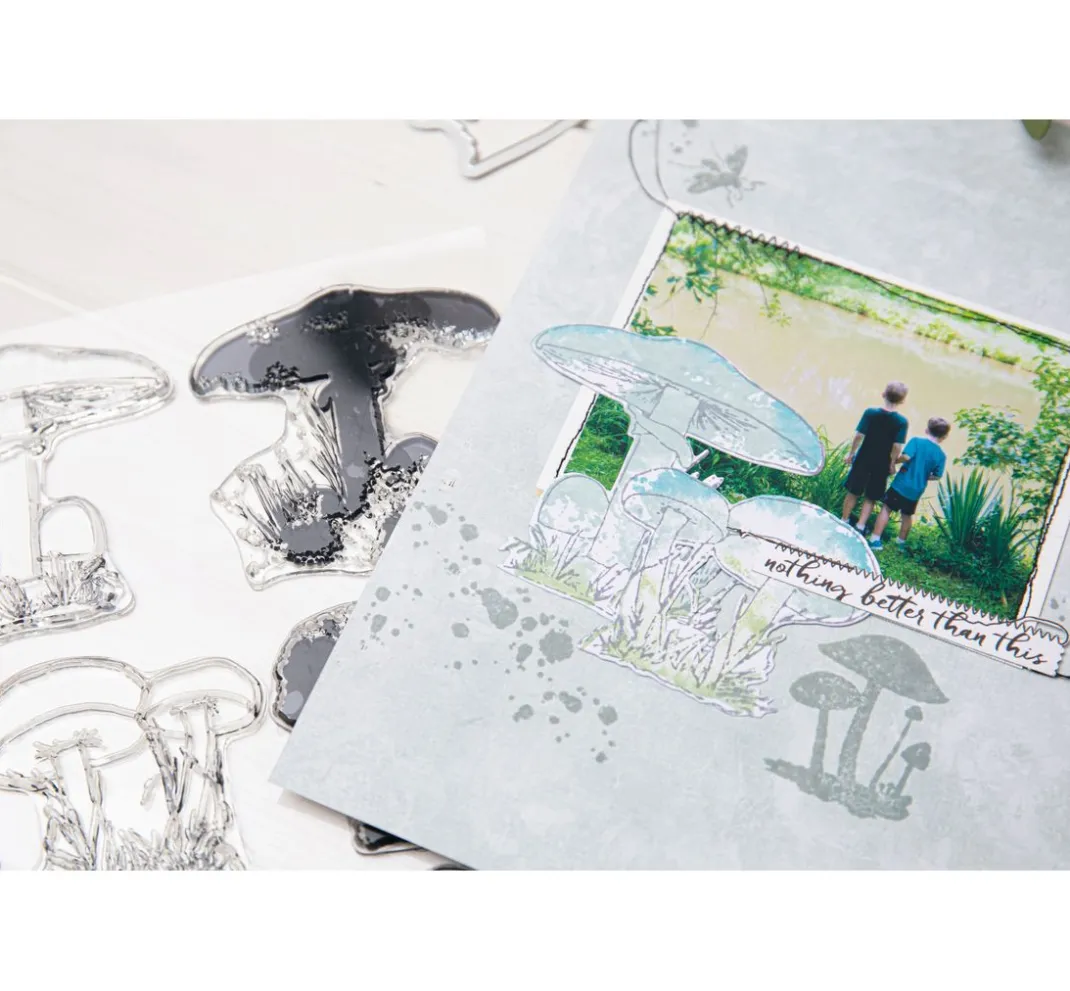 Sizzix Stempel & Zubehör|Stanz- & Prägemaschinen>Framelits Stanzschablone und Clear Stamps "Painted Pencil Mushrooms"