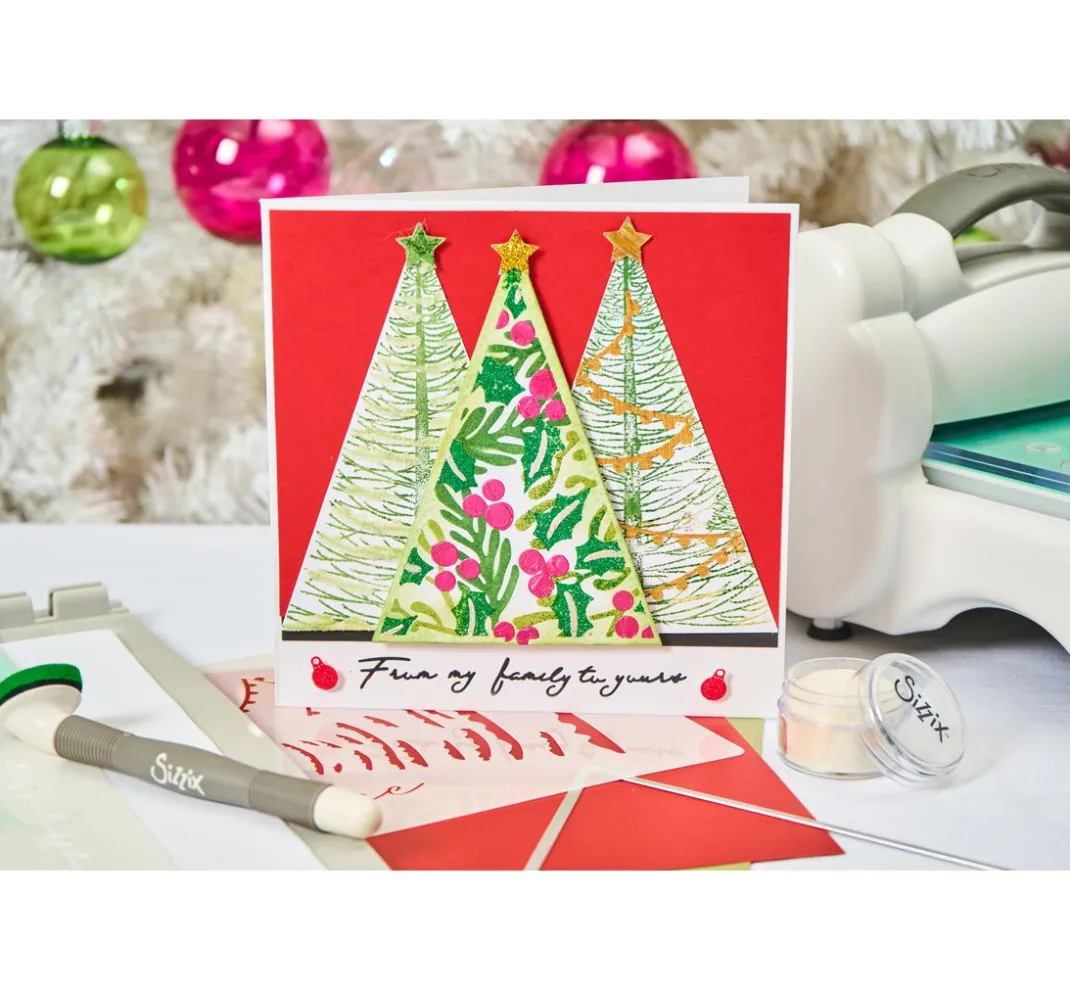 Sizzix Schablonieren|Malschablonen>Layered Stencils "Happy Holidays by Stacey Park"