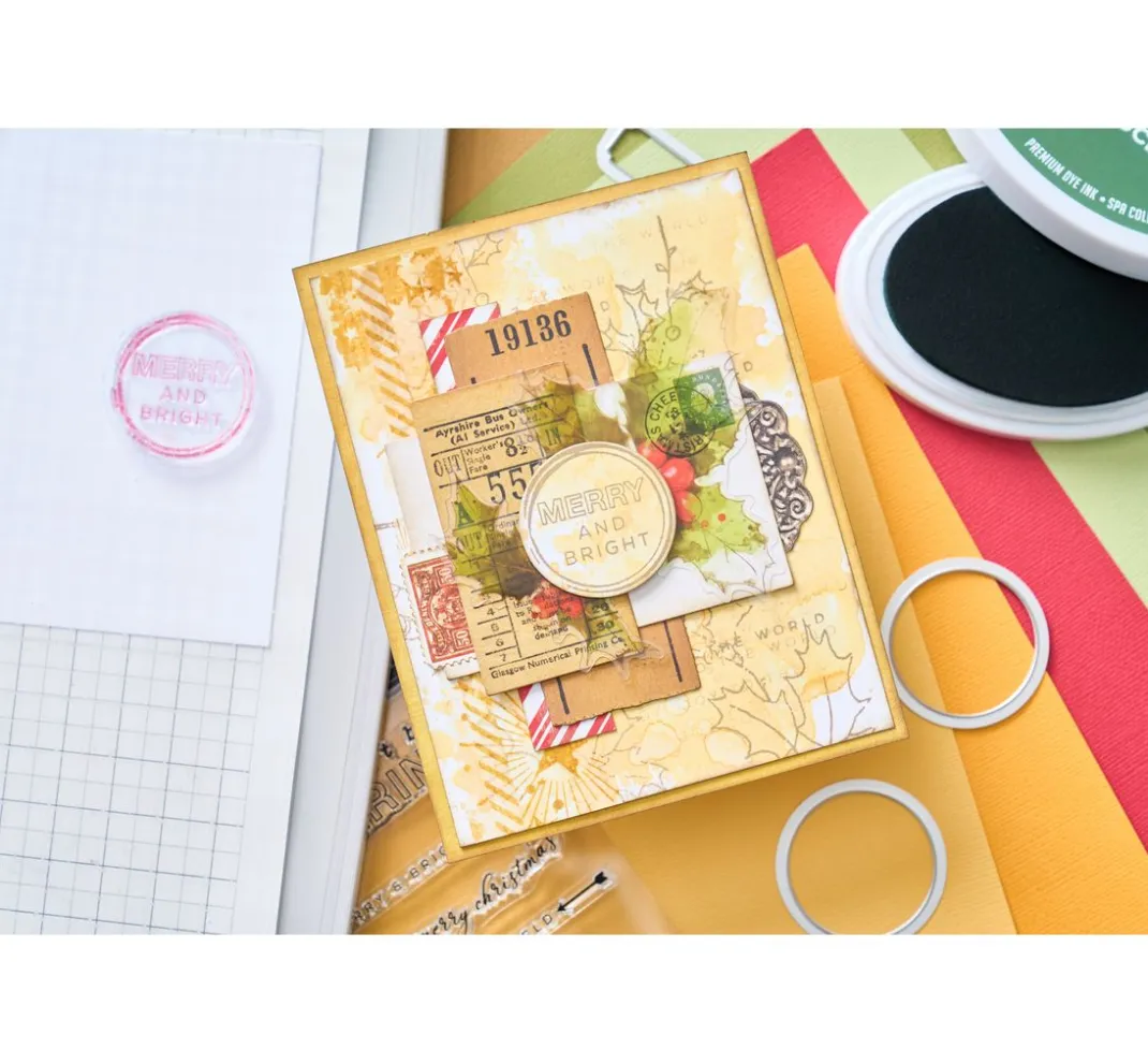 Sizzix Stanz- & Prägemaschinen>Stanzschablone und Clear Stamps "Pencil Line Holly by 49 and Market"
