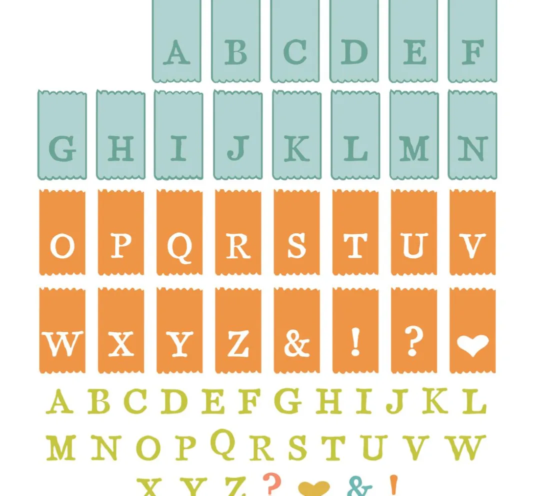 Sizzix Stempel & Zubehör|Stanz- & Prägemaschinen>Stanzschablone und Clear Stamps "Tab Stamp Alpha by 49 and Market"