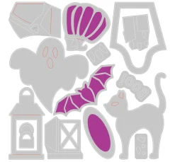 Sizzix Stanz- & Prägemaschinen|Schablonen>Thinlits Stanzschablone "Halloween Motifs"